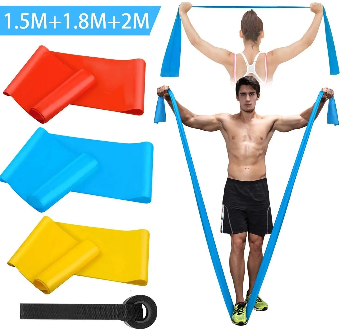 Professional Resistance Bands Set - 3 Elastic Fitness Tapes for Yoga, Pilates, Crossfit, and Strength Training
